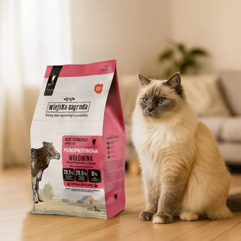 WIEJSKA ZAGRODA monoproteïne rund - droogvoer voor katten - 3 kg