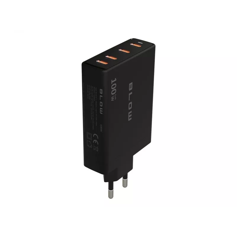 BLOW 4xUSB-C PD 100W GaN wandlader, zwart