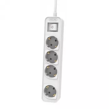 Verlengsnoer Philips Phil-CHP2144W/60 1,5 m, 4 AC-stopcontacten, wit