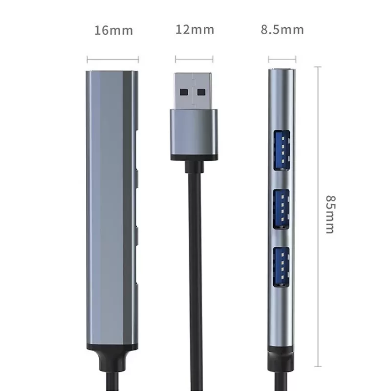 USB-hub QOLTEC 53793 — USB 3.0 ingang, 3× USB 2.0 aansluitingen