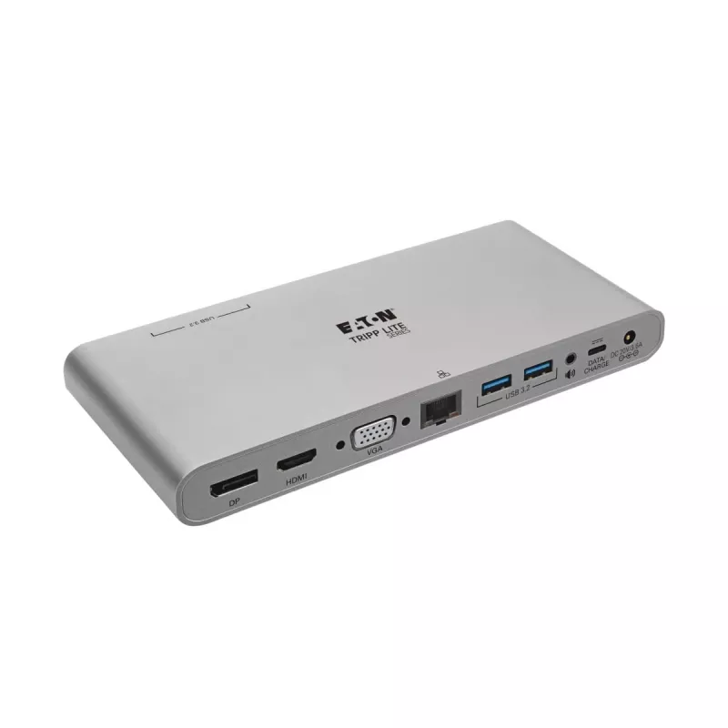Eaton Tripp Lite USB-C-dock, triple display - 4K HDMI/DisplayPort, VGA, USB 3.2 Gen 1, USB-A/USB-C-hub, GbE, 100W PD-opladen, International Power Cables - dockingstation - USB-C