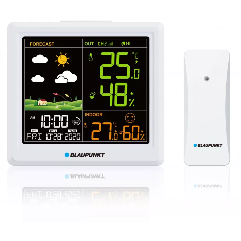 Weerstation BLAUPUNKT WS25WH – binnen-/buitenmetingen, draadloze sensoren
