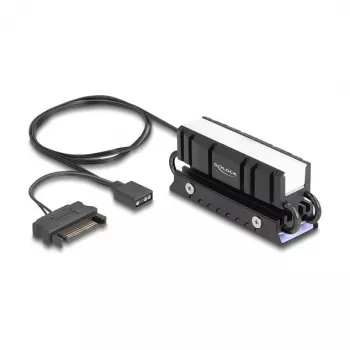 Koellichaam DELOCK 18460 voor M.2 SSD 2280 — aluminium/koper, RGB 5V, zwart