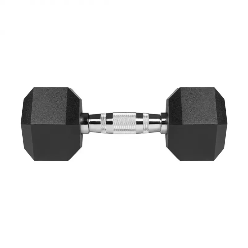 REBEL ACTIVE met rubber bekleedde gietijzeren dumbbells 2x8 kg