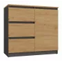 Commode Top e Shop Topeshop 1D3S ANT/ART BA KPL — antraciet en eiken, 3 laden, spaanplaat corpus