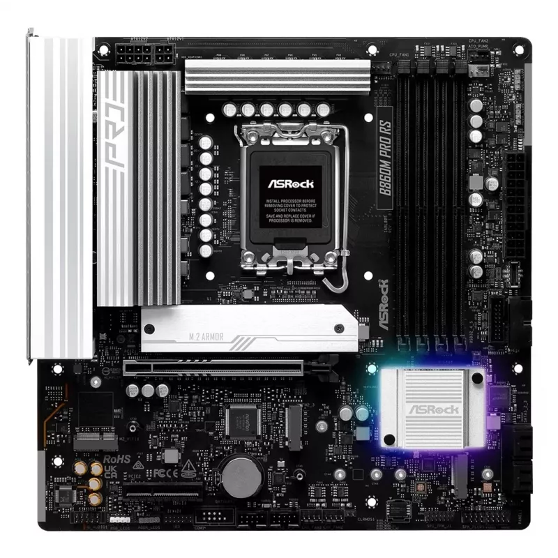 Moederbord ASROCK B860M Pro RS — Intel B860, LGA 1851, micro ATX, DDR5, 4× DIMM, 2.5Gb LAN, 1×PCIe5 x16