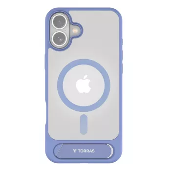 Beschermhoes Torras Pstand Series voor iPhone 16 — blauw, slank met geïntegreerde standaard