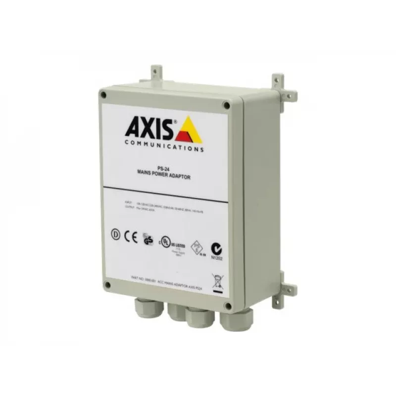 Voeding AXIS 5000-001 voor bewakingscamera's, 220–240 V naar 24 V 0,4 A, wit, 147×80×187 mm