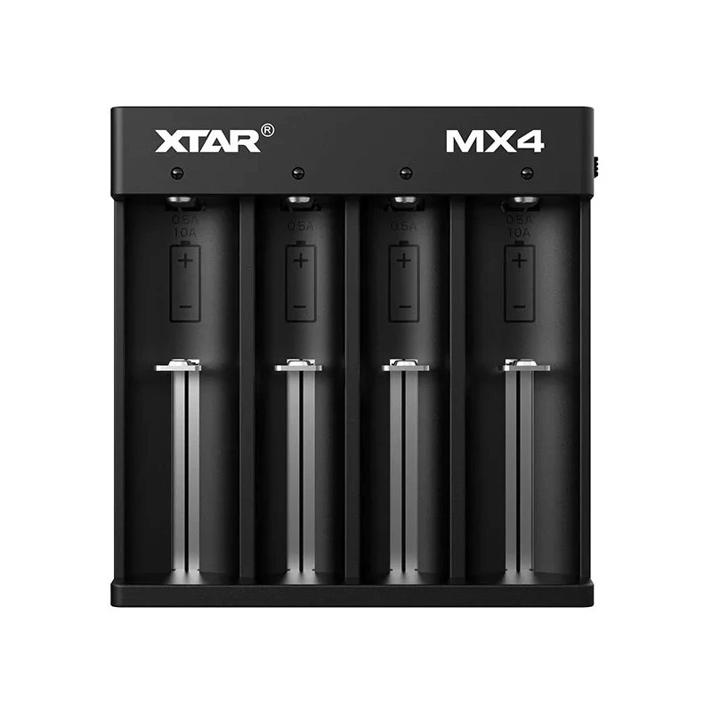 Lader XTAR MX4 4-slot universeel Li-Ion NiMH USB-C, zwart, ondersteunt 4 batterijen