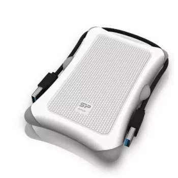 Harde-schijfbehuizing Silicon Power Armor A30 — 2,5 inch, enkele bay, USB 3.2 Gen 1, wit, kunststof/rubber