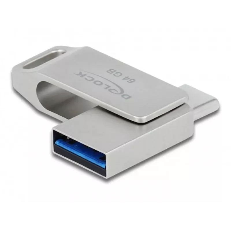 USB-stick DeLOCK 64 GB USB-C Type-A draaibaar metalen behuizing