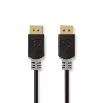 Nedis CCBW37014AT20. Kabellengte: 2 m, aansluiting 1: DisplayPort, aansluiting 2: DisplayPort. Hoeveelheid per verpakking: 1 stuk, verpakkingsbreedte: 225 mm, Ve