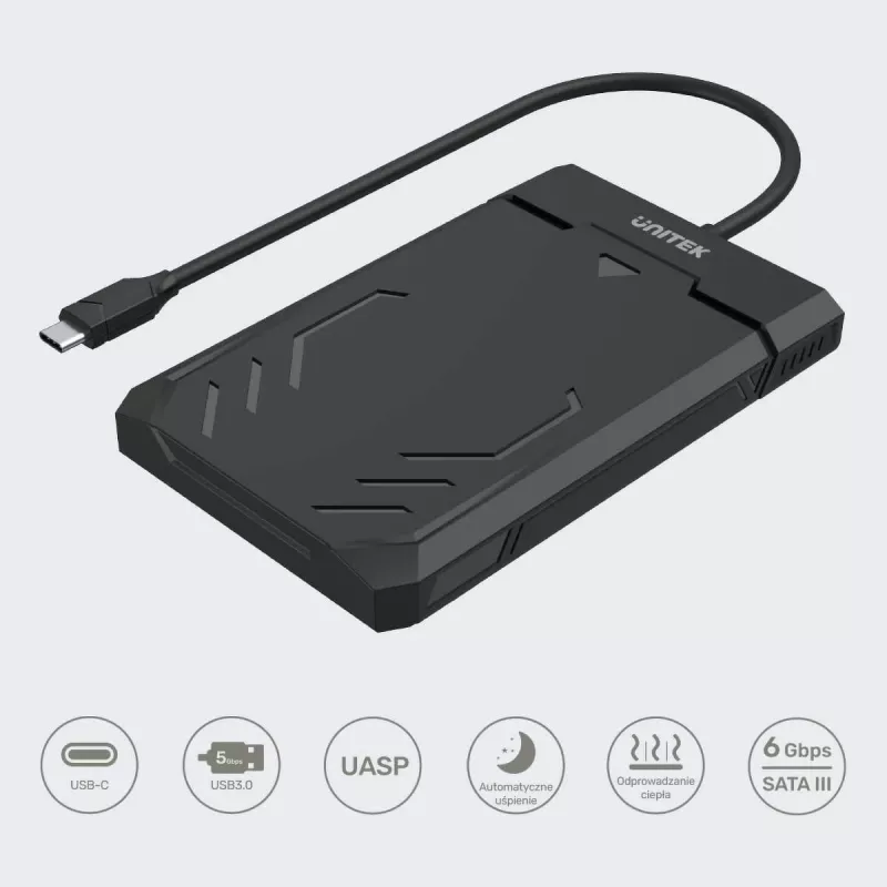 Unitek Y-3036A - DiskGuard Raiden 2.5 USB-C naar SATA III 2,5 inch HDD/SSD behuizing