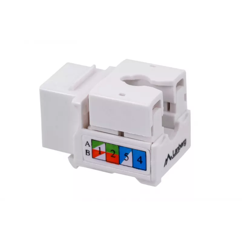Keystone-module LANBERG KSU6-1090, Cat6 U/UTP plat, RJ-45 stekker naar LSA-bus, AWG 22/26, 14.5×16.1 mm, wit