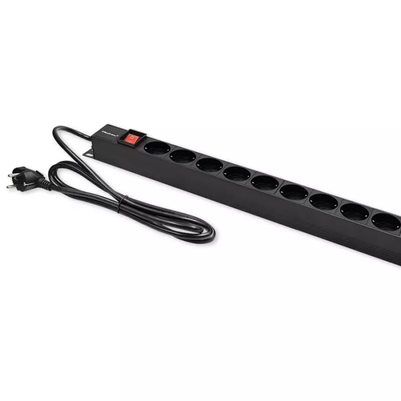 Qoltec aluminium PDU voor RACK | 16A | 16 x Schuko | verticaal | 1,8 m