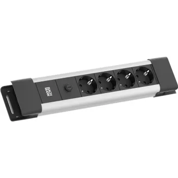 Bachmann CONNECTUS stekkerdoos met 3x CEE7-stopcontacten, 10 A, 2,0 m kabel, C14-stekker, grijs