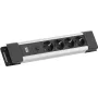 Bachmann CONNECTUS stekkerdoos met 3x CEE7-stopcontacten, 10 A, 2,0 m kabel, C14-stekker, grijs