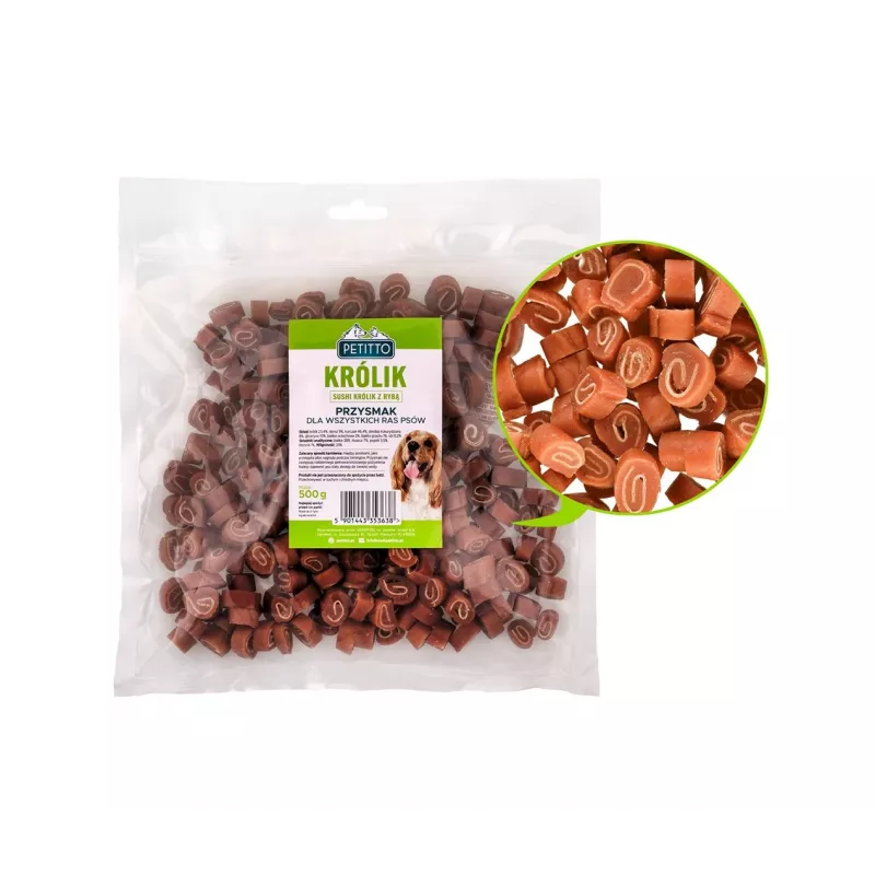 PETITTO Sushi van konijn met vis hondensnack, 500 g