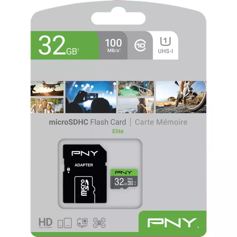 MicroSDHC-kaart PNY Elite 32 GB Class 10 UHS-I P-SDU32GU185GW-GE