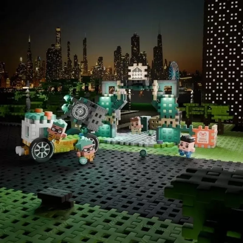 MARIOINEX Mini Waffle City Bankoverval Bouwstenen, 148 onderdelen