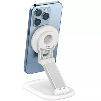 Magneetstandaard SODI BM-310 wit MagSafe — magnetische telefoonstandaard compatibel met MagSafe-opladers