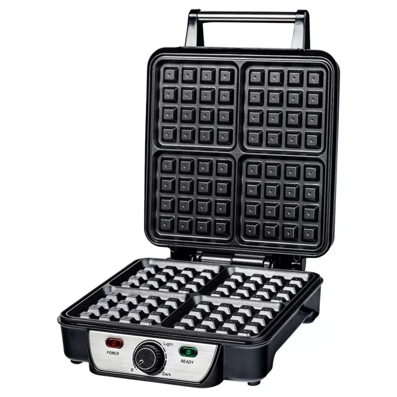 Wafelijzer Ravanson GR-7030 — 4 wafels, 1100 W, antiaanbakplaten, instelbare thermostaat, koelblijvende greep