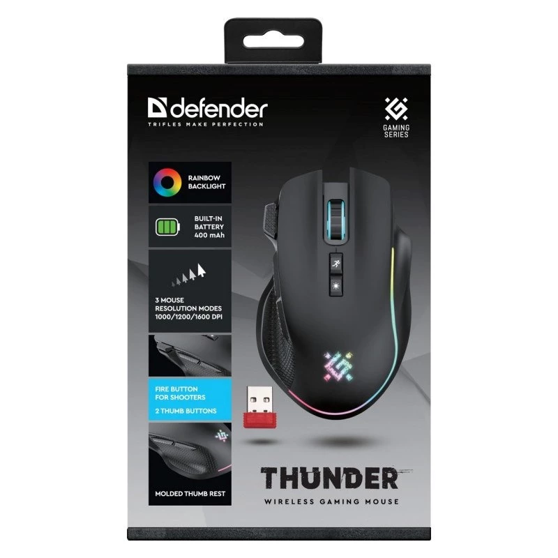 MUIS DEFENDER GM-213 THUNDER RF 1600dpi 8P ZWART