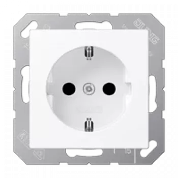 Stopcontact type F Jung A 1520 BF WWM, 16 A, 250 V, thermoplast, wit, 55×55 mm