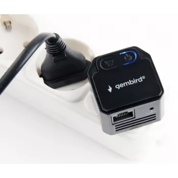 Netwerk-repeater GEMBIRD WNP-RP300-03-BK, 300 Mbps, 2,4 GHz, 802.11g, 1x RJ-45, interne 3 dBi antenne, AC 100–240V