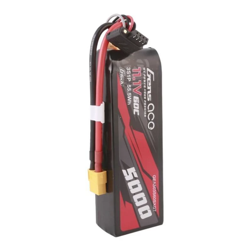 Gens ace G-Tech 5000mAh 11.1V 60C 3S1P Short-Size Lipo met XT60-stekker