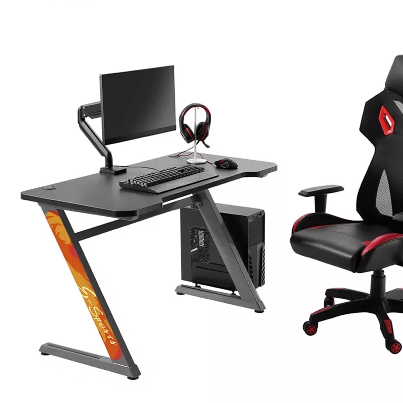NanoRS RS120 gaming-computertafel, modern design, licht en stabiel (max. 50 kg belasting), zwart & oranje