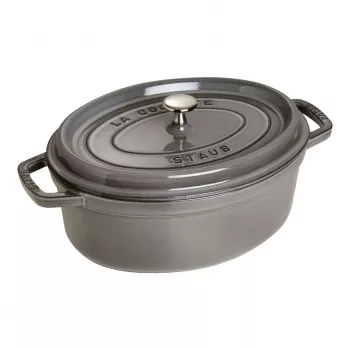 Ovale cocotte van gietijzer Staub 29 cm, grafietgrijs