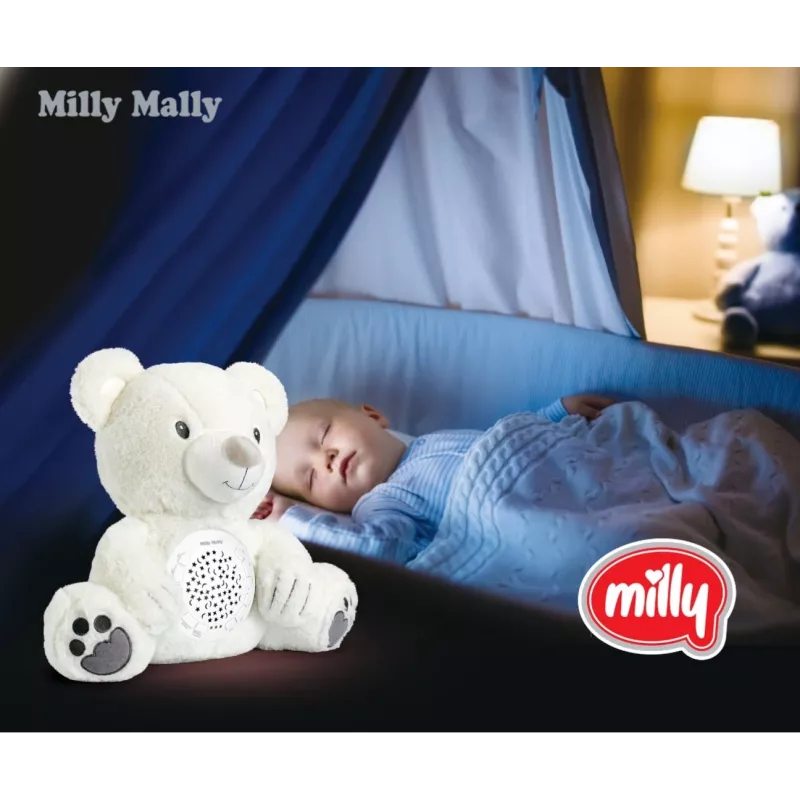 Pluchen projectorspeelgoed Milly Mally beer 5656 met zacht licht voor de kinderkamer