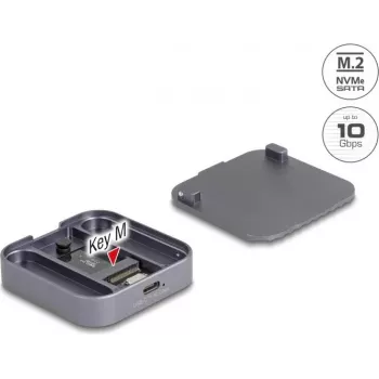 Externe magnetische behuizing DELOCK USB Type-C 10 Gbit/s voor 1 x M.2 NVMe- of SATA-SSD (model 42032)