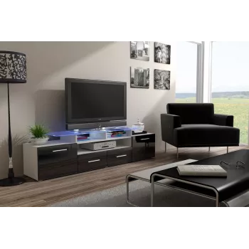 Cama TV-standaard EVORA 200 wit/zwart glanzend