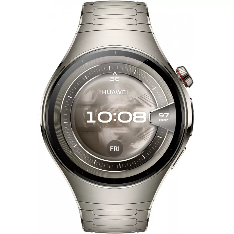 Smartwatch HUAWEI WATCH 5, 1,5 inch AMOLED, 466×466, 46 mm titanium behuizing, Wi-Fi, GPS, zilver