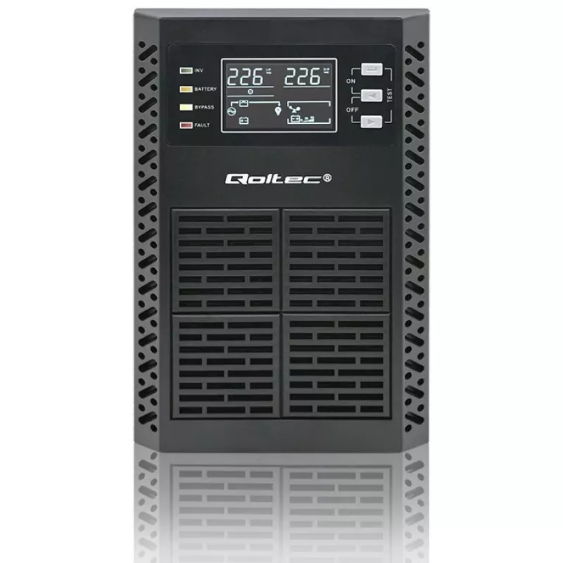 Qoltec UPS onderbrekingsvrije stroomvoorziening | 1kVA | 1000W | vermogensfactor 1,0 | LCD | EPO | USB | online