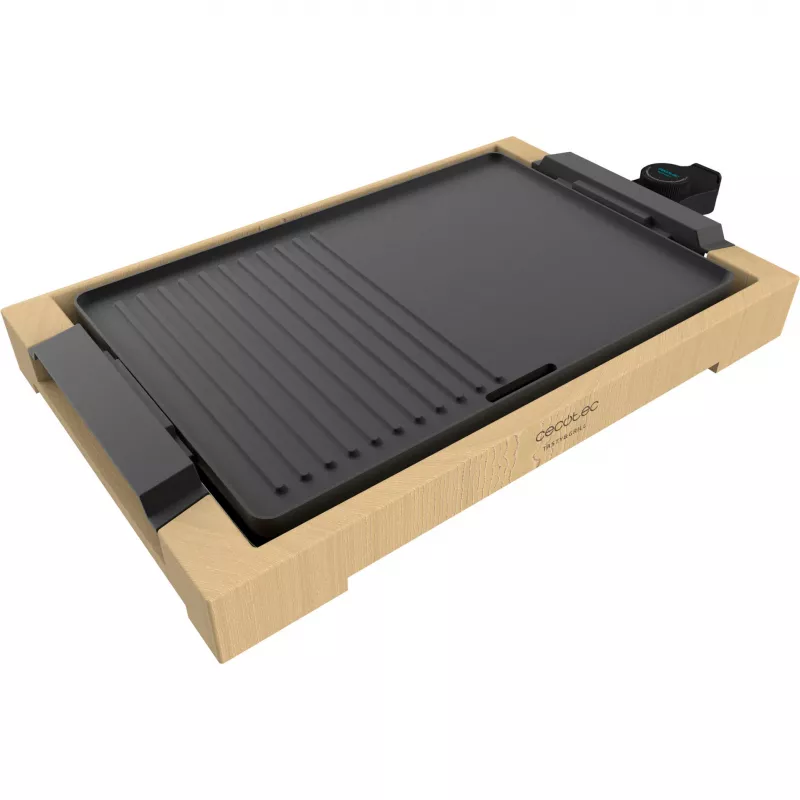 Elektrische grill CECOTEC Tasty&Grill 2000 Bamboo zwart — model 3058, compacte tafelgrill