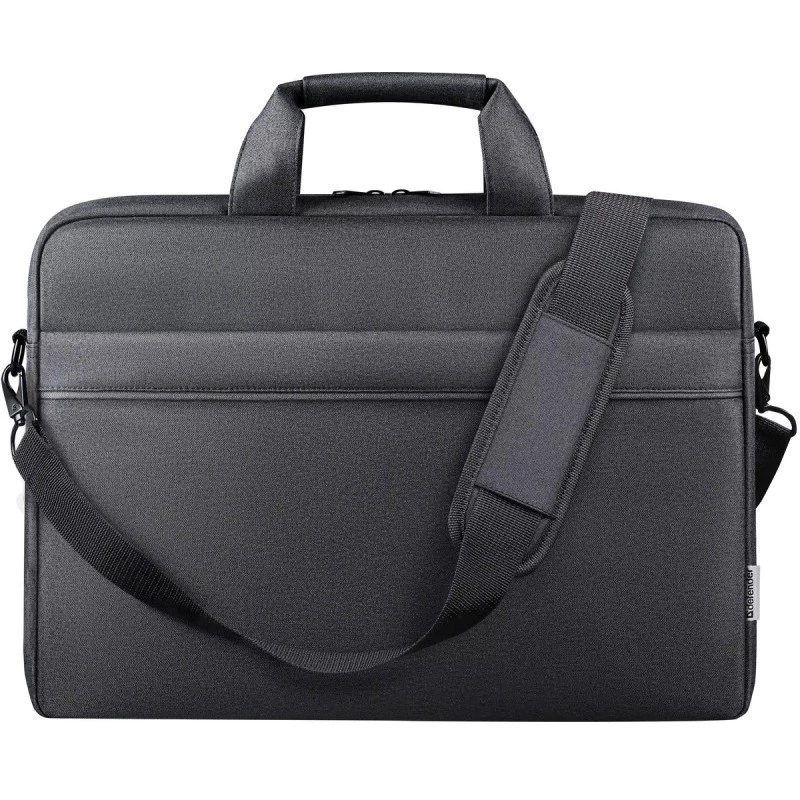 Laptoptas DEFENDER FIRM 26123 voor 15,6 inch laptops, polyurethaan, zwart, toploader, afneembare schouderriem