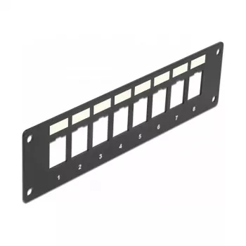 DeLOCK 86597 Lege Keystone-patchpaneel, 8 poorten, opbouwmontage, zwart