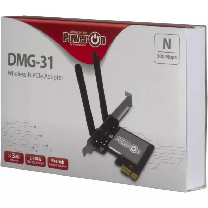 Inter-Tech DMG-31 - inbouw - draadloos - PCI Express - Wi-Fi - Wi-Fi 4 (802.11n) - 300 Mbit/s (88888147)