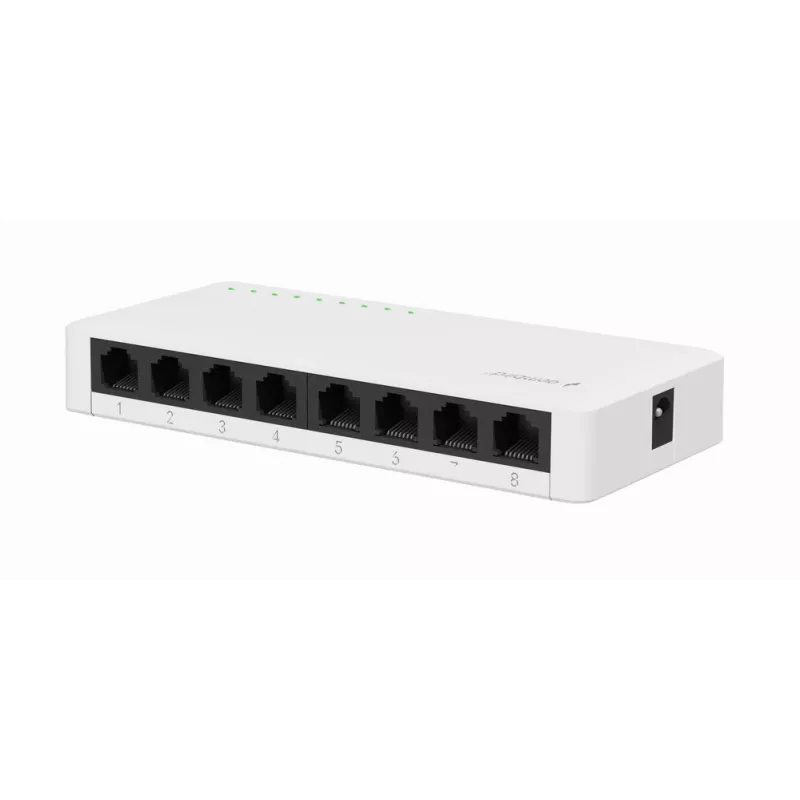 Unmanaged switch GEMBIRD NSW-G8-01 – 8× Gigabit Ethernet (10/100/1000), wit, DC 5V