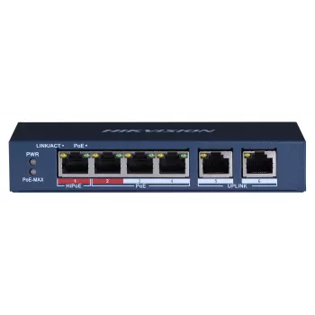 Hikvision DS-3E0106HP-E Netwerk-links unmanaged Fast Ethernet (10/100) PoE-ondersteuning blauw