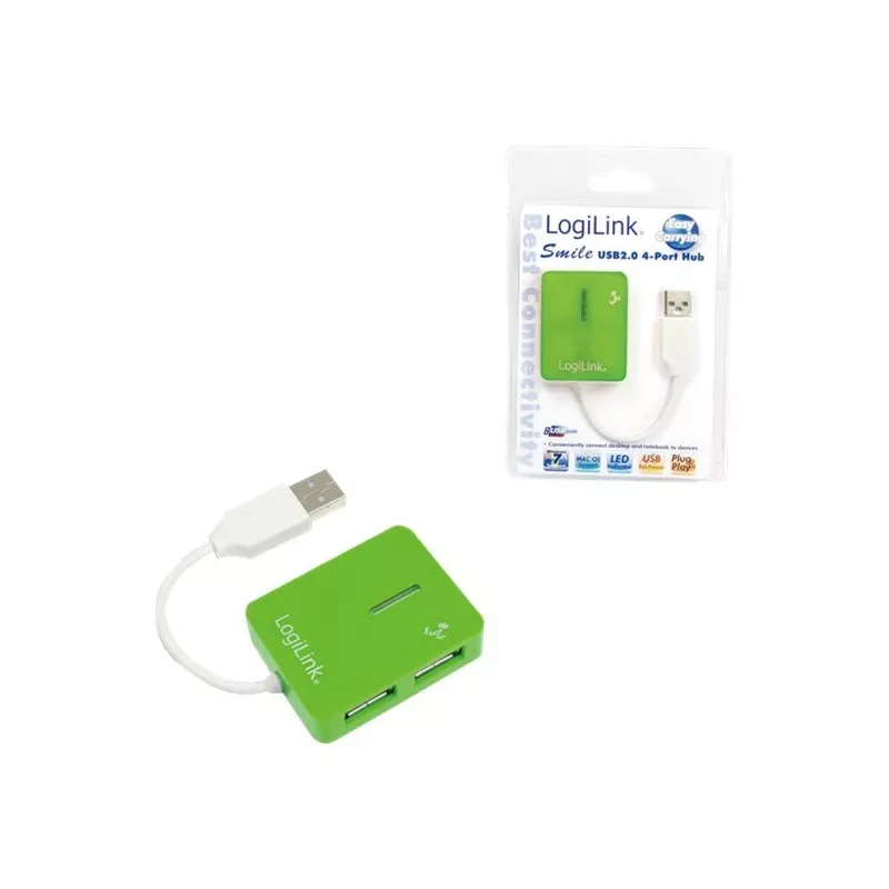 USB-hub LOGILINK UA0138 — 4-poorts USB 2.0-hub, groen, tot 480 Mbit/s