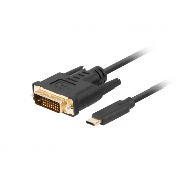 Videokabel-adapter LANBERG CA-CMDV-10CU-0030-BK, USB Type-C naar DVI-D, 3 m, zwart