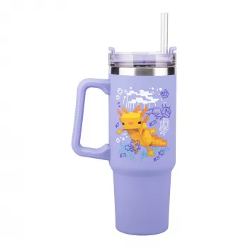 Paladone Minecraft paarse isoleerbeker met rietje, 900 ml