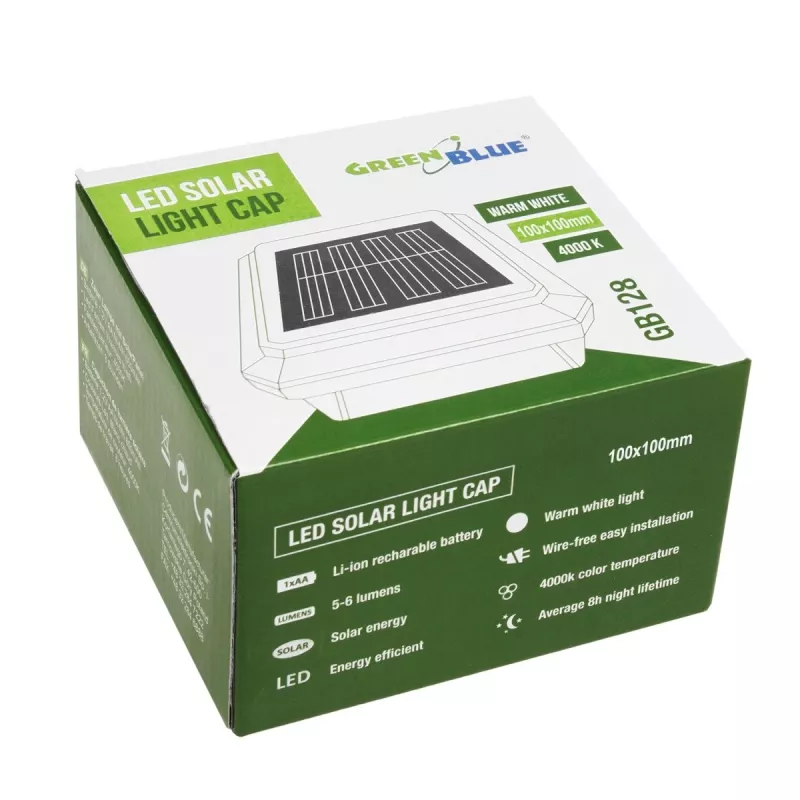 GB128 LED-solarlamp voor hekpalen en tuin, zwart - groen blauw