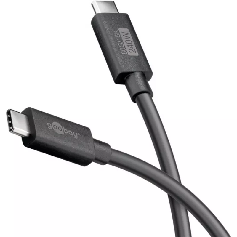 USB-C-kabel WENTRONIC USB4 Gen4 1.2m — ondersteunt 16k@60Hz en 4K@120Hz