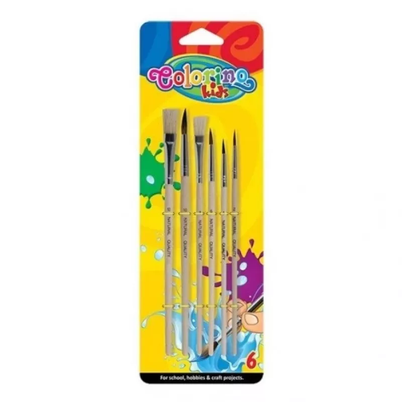 Colorino Kinder penselen 6 stuks blister