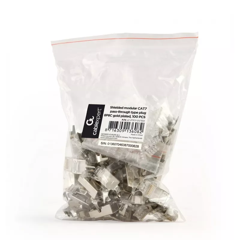 RJ45-stekker GEMBIRD CAT7 8P8C verguld 15µ FTP/SFTP, 100-pack